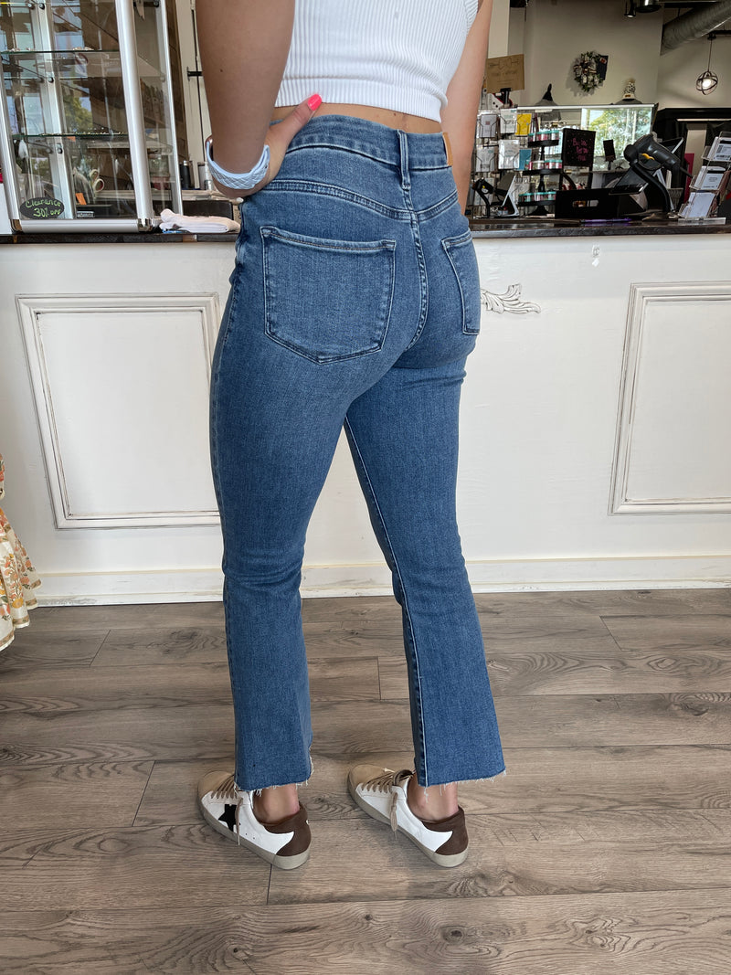 Jeanne Escape High Rise Cropped Flare Jeans by Dear John