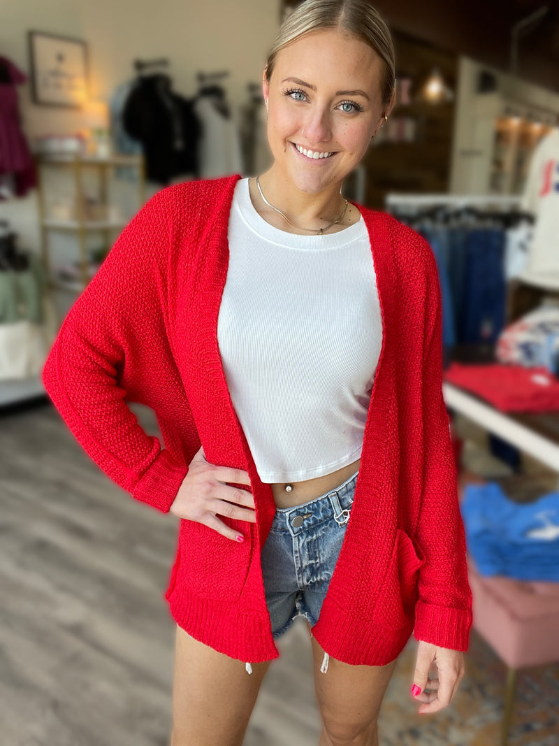 Aly Cardigan-Red