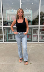 Stephanie High Rise Crossover Straight Jeans