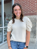 Nahla Puff Sleeve Sweater in Birch by Another Love