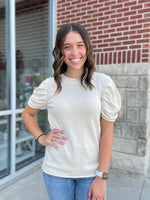 Nahla Puff Sleeve Sweater in Birch by Another Love