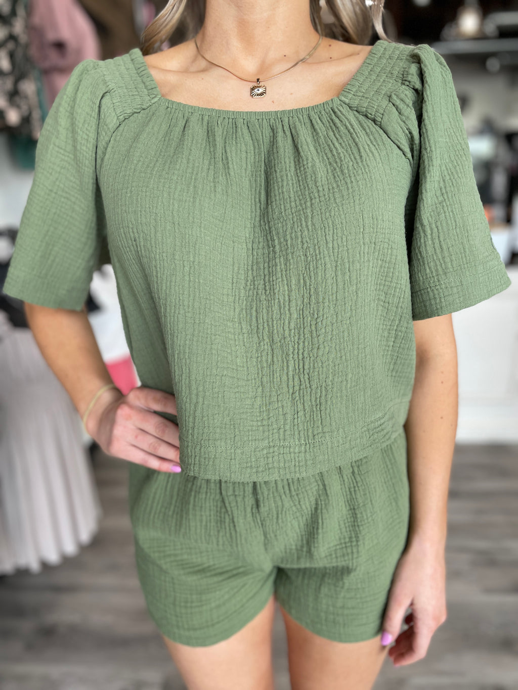 No Rules Gauze Top in Olive Branch by Z Supply
