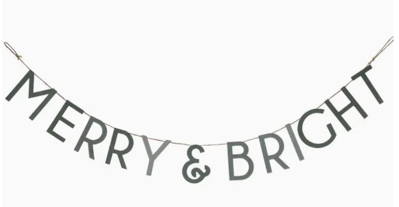 Green Merry & Bright Christmas Banner