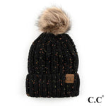Fuzzy Lined Pom CC Beanie