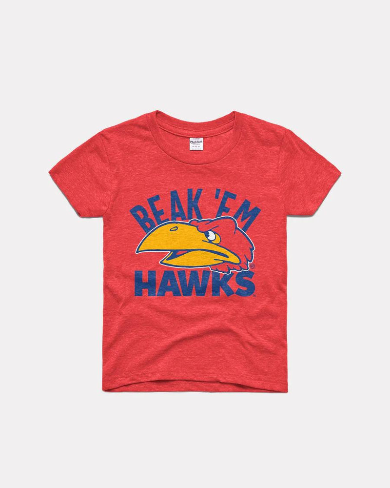 Kids Beak Em Hawks Jayhawk Warbird Red Tee by Charlie Hustle