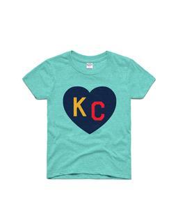 Kids Teal & Navy KC Heart T-Shirt by Charlie Hustle