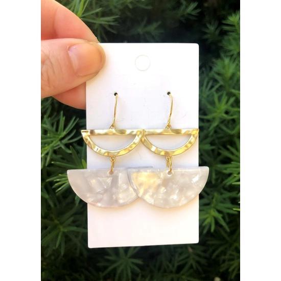 Ivory Luna Acrylic & Gold Earrings