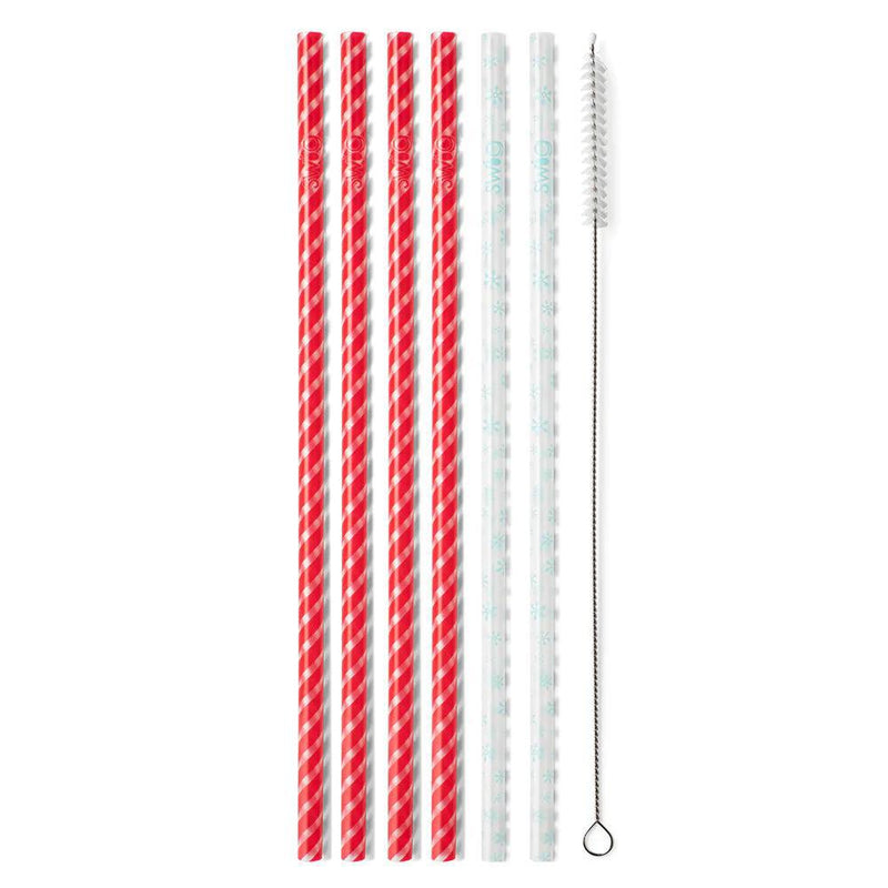 Swig Candy Cane & Snowflake Straw Set