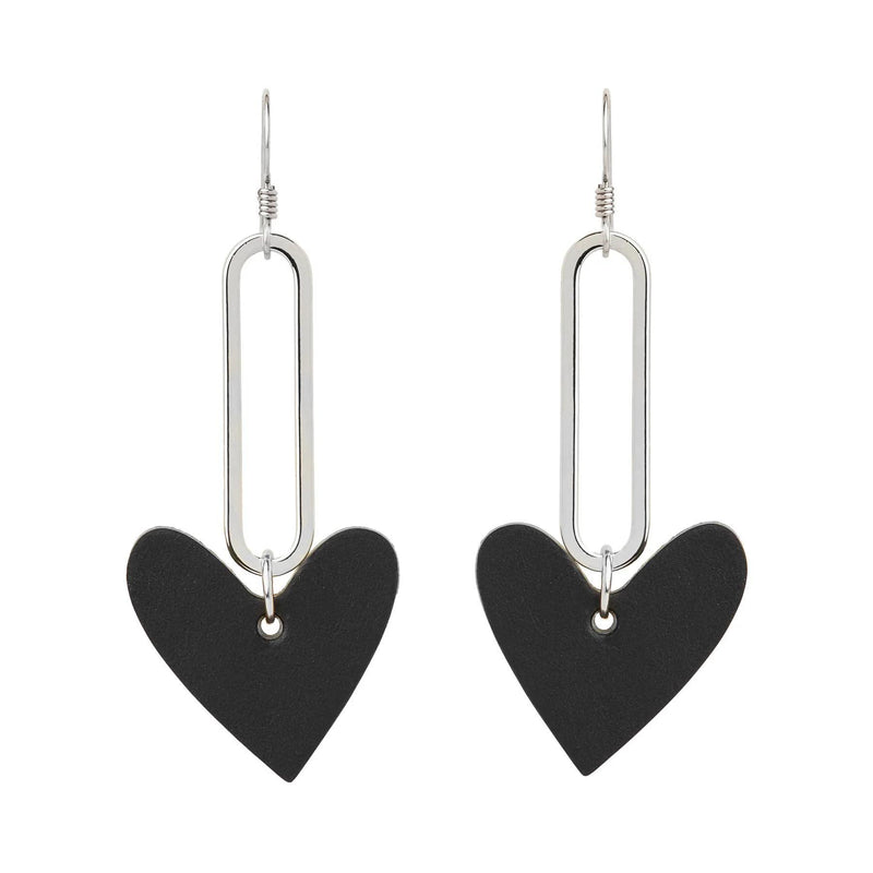 Black Mila Earrings-Silver