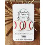 Baseball Round Leather Earrings