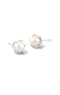 Ashton Silver Pearl Stud Earrings