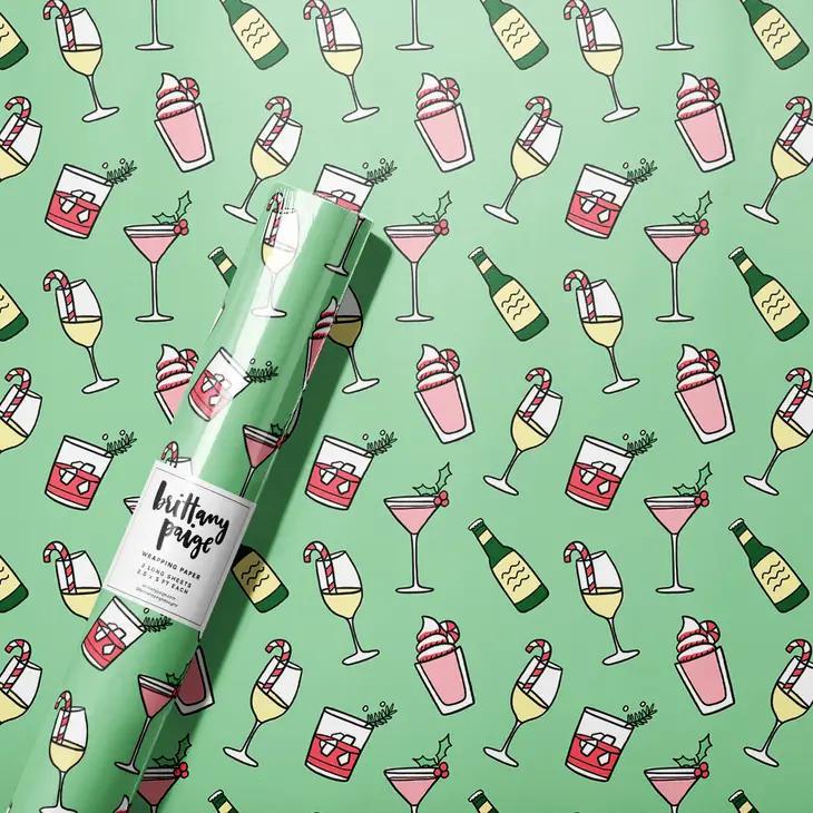 Holiday Cocktail Drinks Wrapping Paper