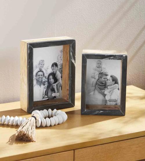 Black Marble 5 x 7 Picture Frame by Mud Pie