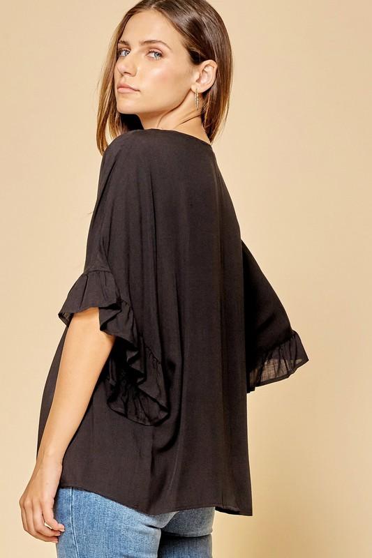 Black Flowy V-Neck