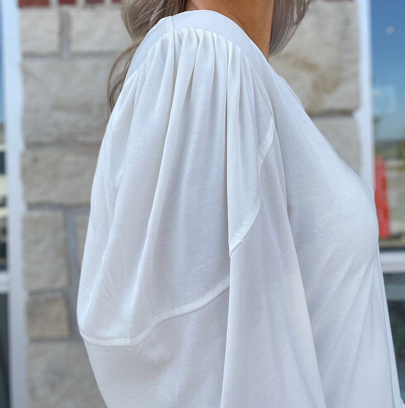 Remy Shirred Shoulder Top by Another Love-White