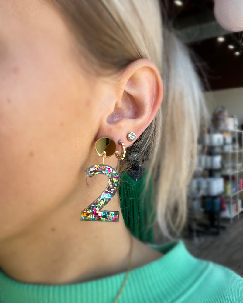 21 Birthday Glitter Earrings