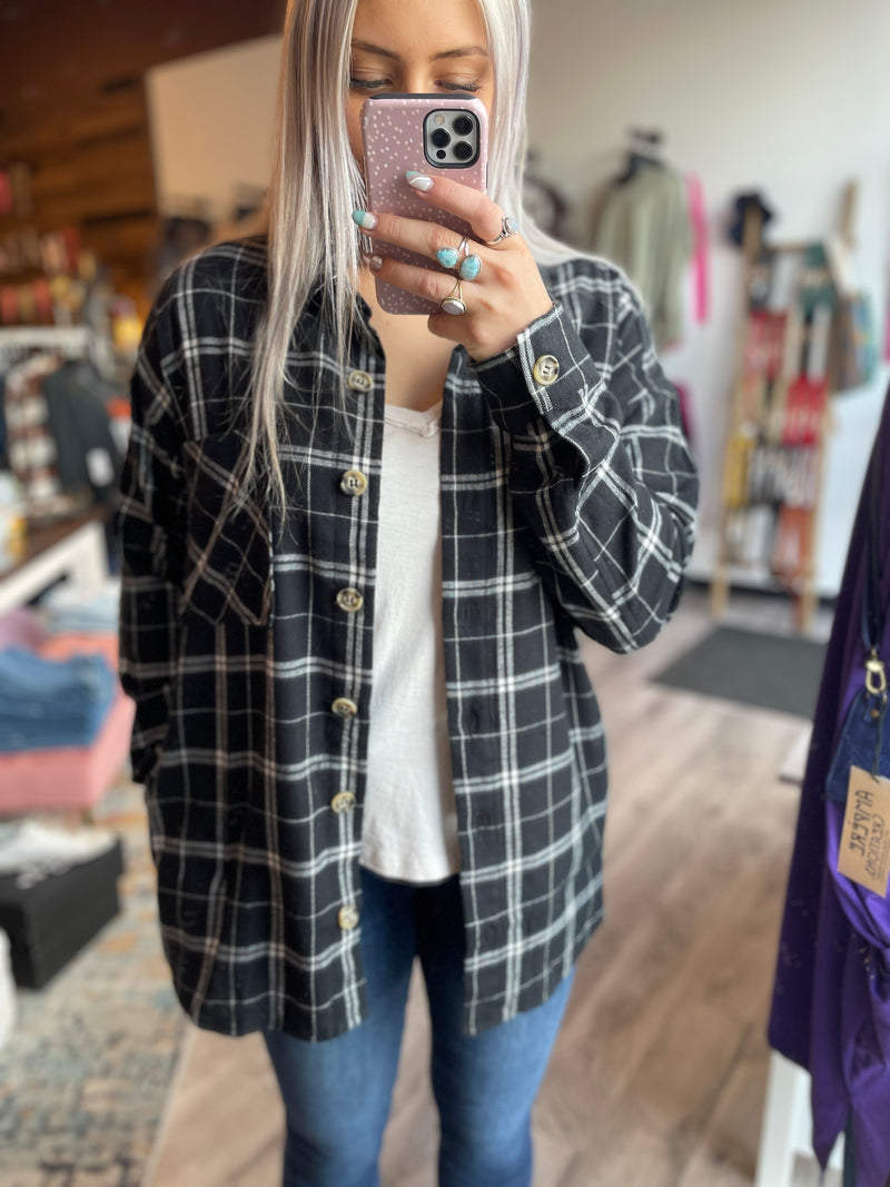 Layla Black Plaid Top