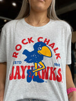 Rock Chalk Jayhawk Estd 1865 Ash Grey T-Shirt by Charlie Hustle