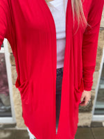 Ruby Red Soft Mid-Length Cardigan