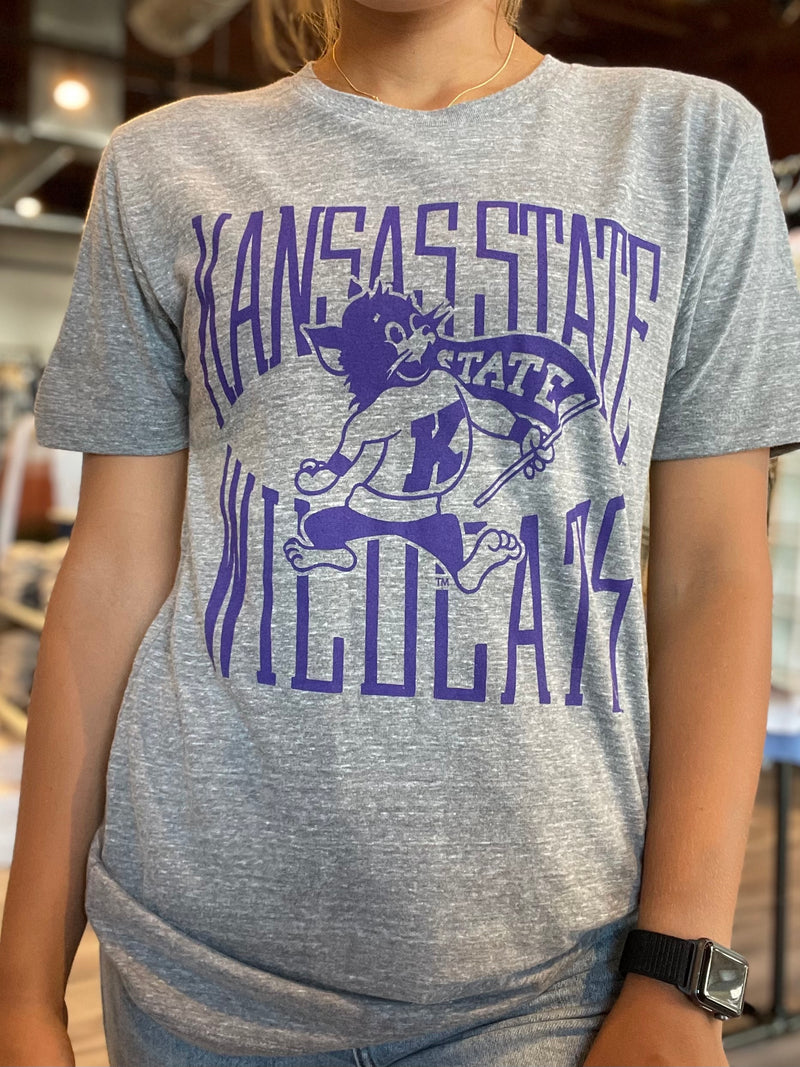 Vintage Grey K-State Wildcats Game Day T-Shirt by Charlie Hustle