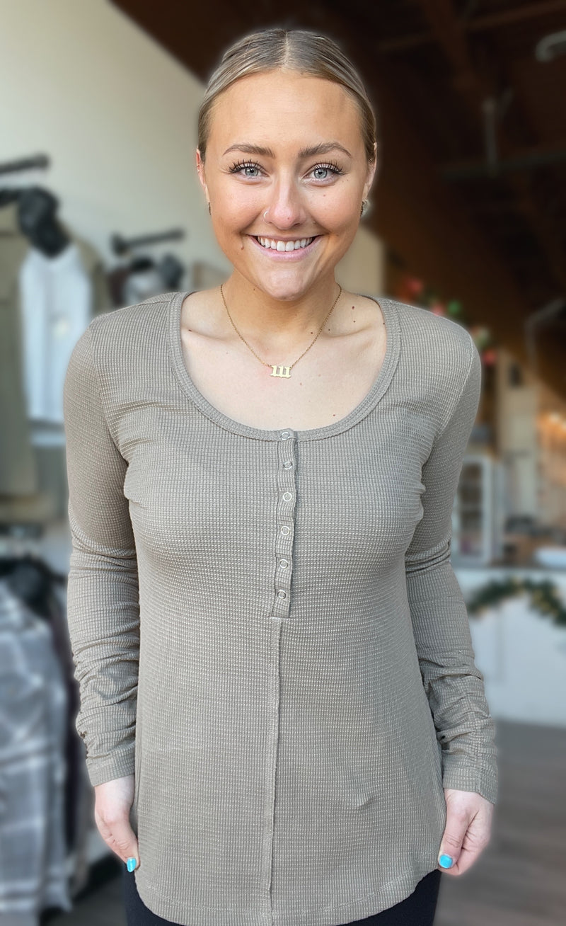 Scoop Neck Henley Top