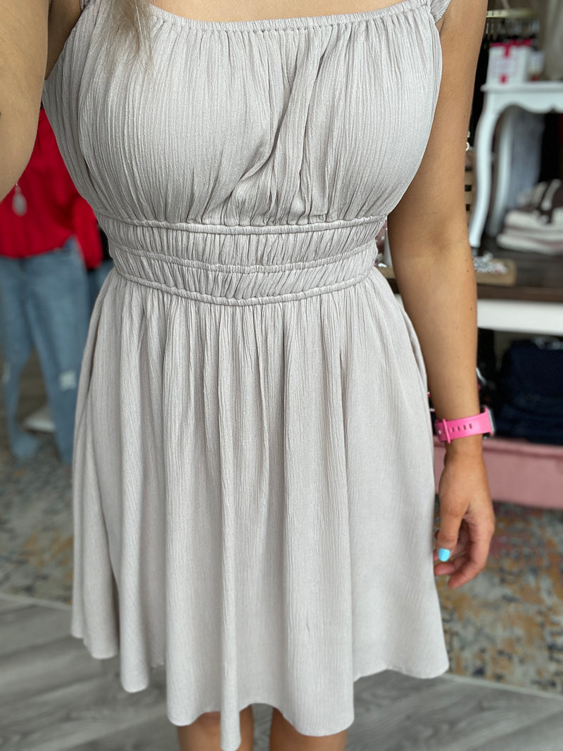 Jackie Ruffle Shoulder Mini Dress