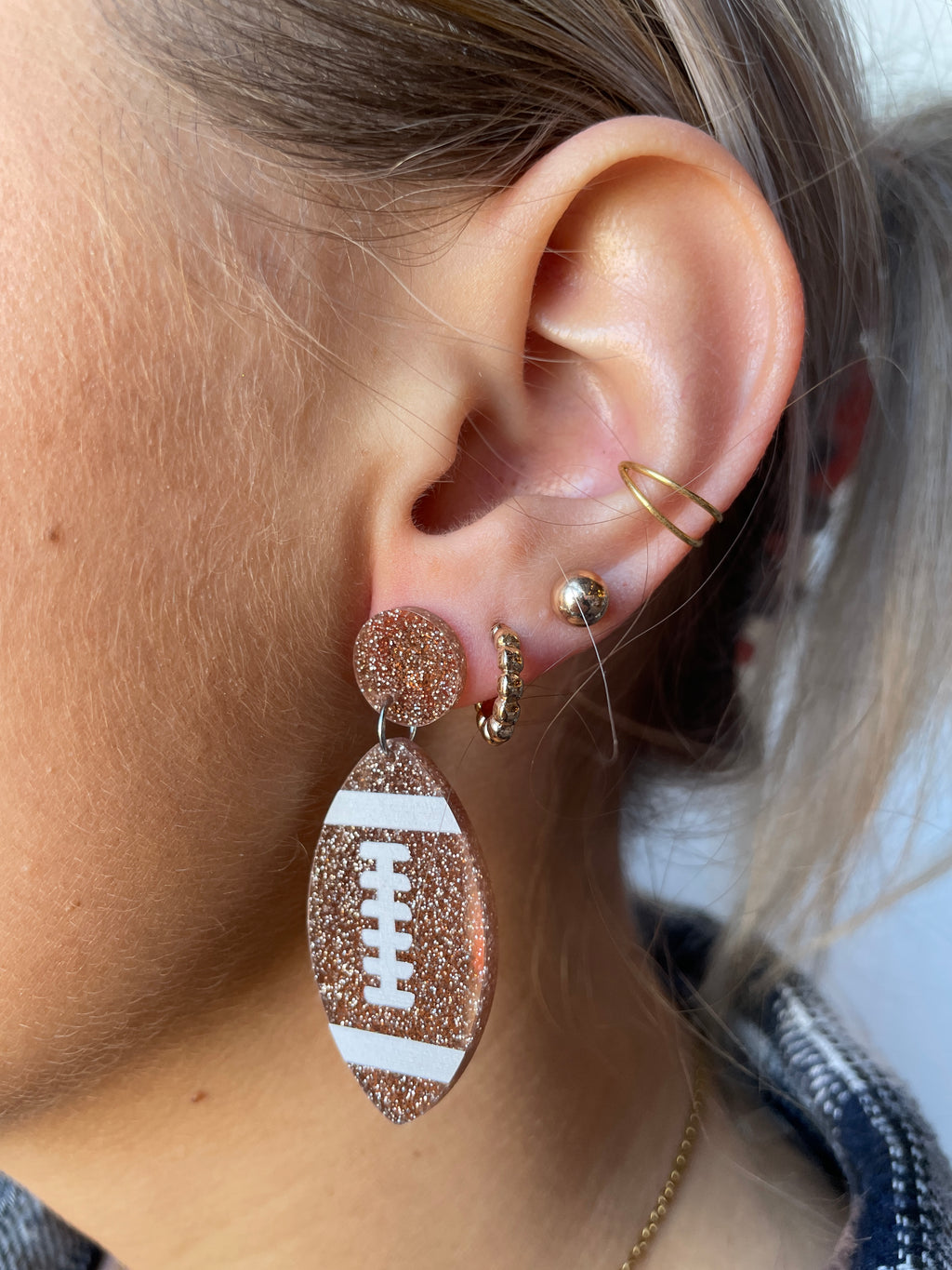 Football Acrylic Glitter Statement Earrings