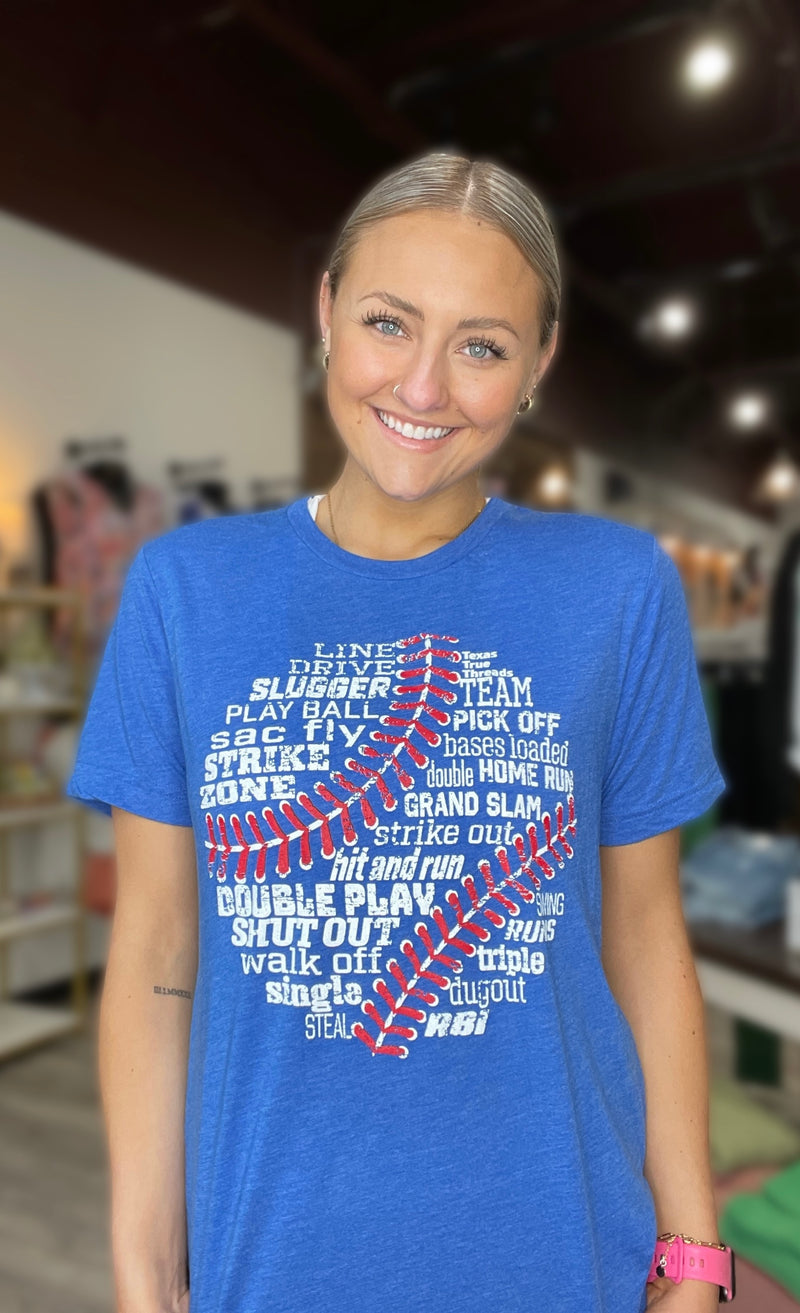 Royal Blue Baseball Lingo Tee