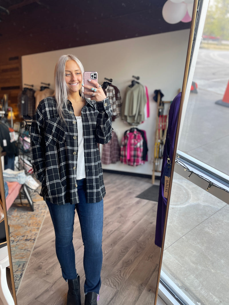 Layla Black Plaid Top
