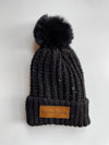 Sherpa Lined Kansas City Leather Patch Beanie
