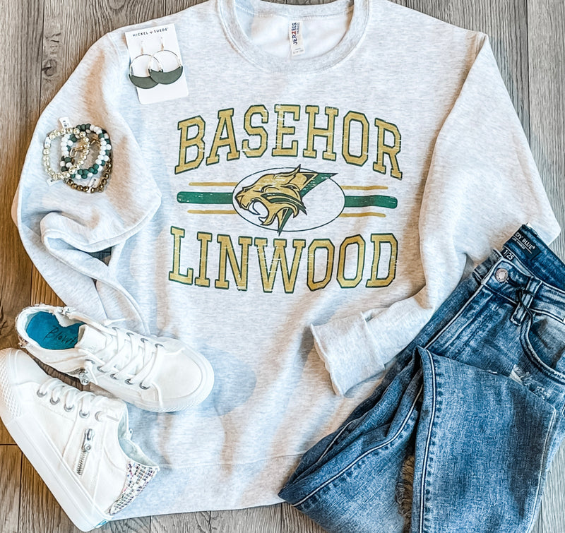 Old School Mascot Crewneck Sweatshirt-Basehor-Linwood