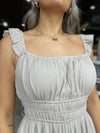 Jackie Ruffle Shoulder Mini Dress