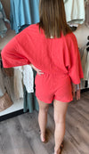 Zephyr Jersey Romper-Coral Red