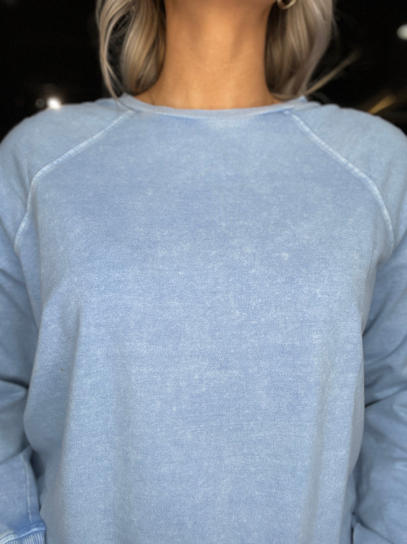 Zola Ruched Shoulder Top in Azure by Another Love