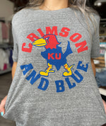 KU Crimson and Blue Grey Tee by Charlie Hustle