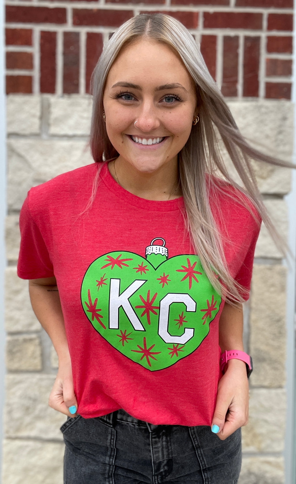 Red KC Heart Ornament Tee by Charlie Hustle – Pink Charming Boutique