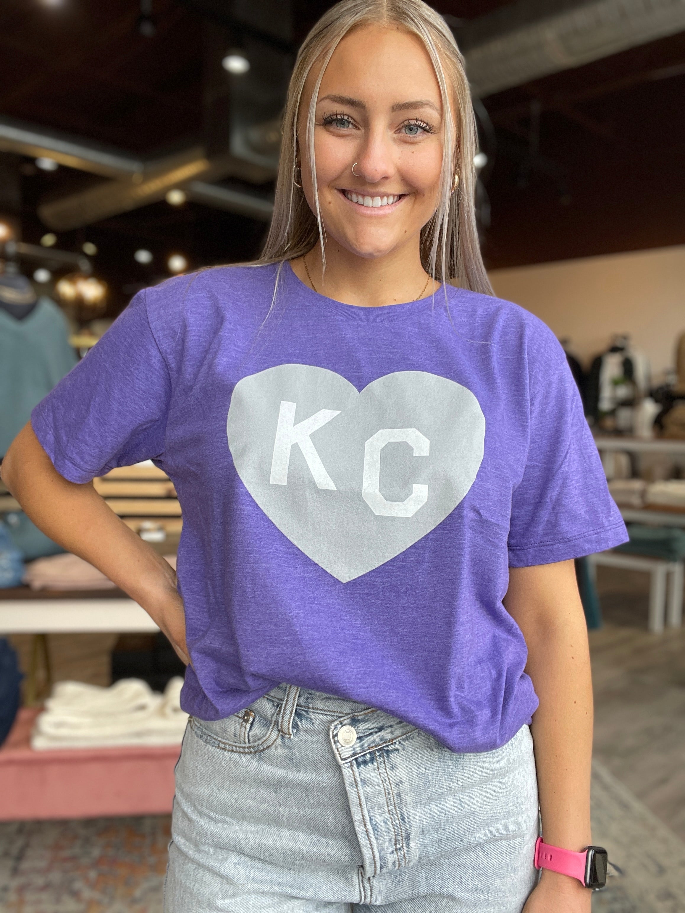 Purple & Grey KC Heart by Charlie Hustle – Pink Charming Boutique