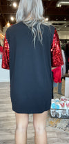 Red & White Sequin Game Day Dress