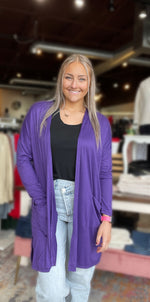 Purple Mid Length Cardigan