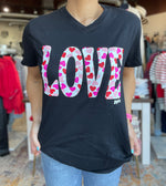 Love Hearts V Neck Graphic Tee