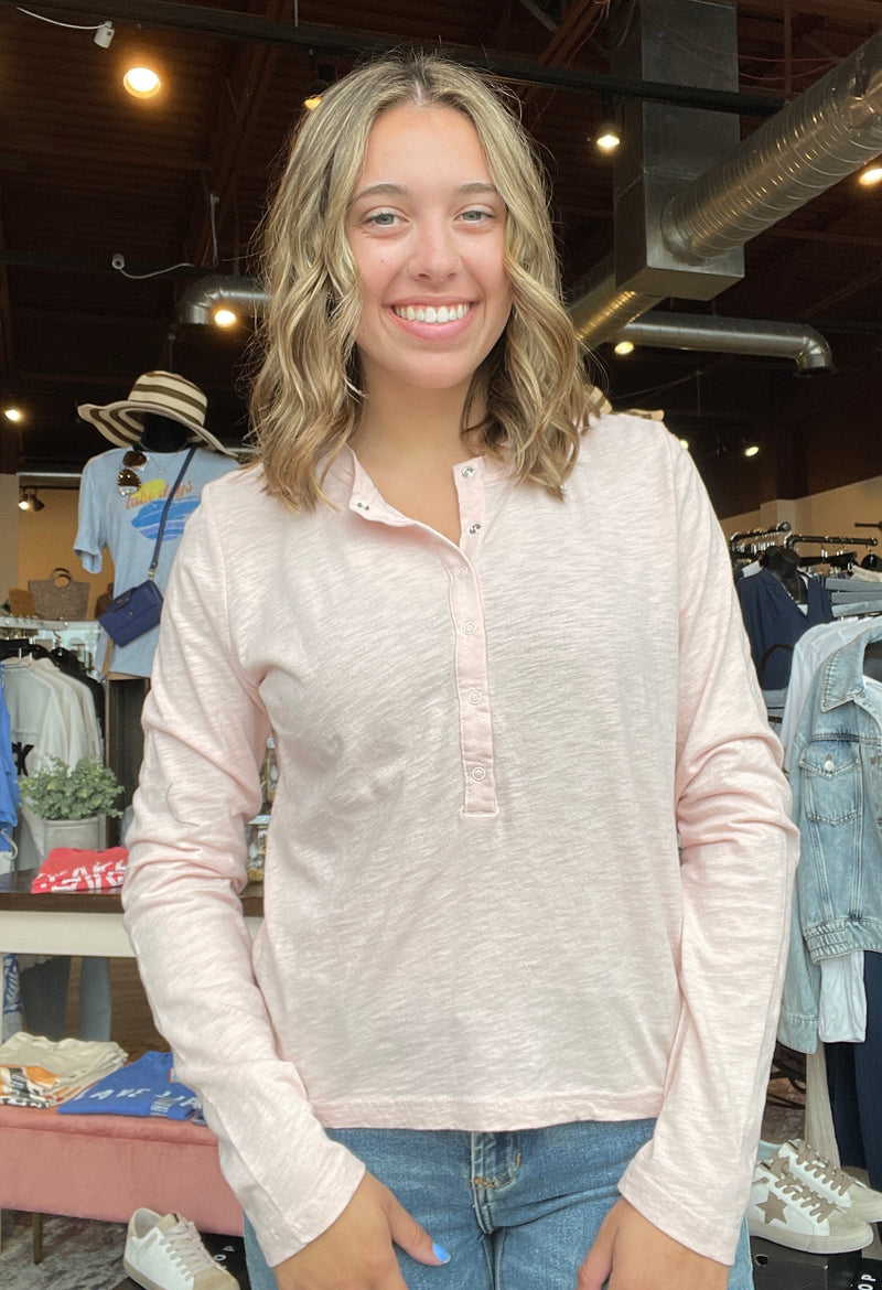 Liya Long Sleeve Slub Tee by Z Supply-Shell Pink