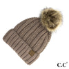 Fuzzy Lined Pom CC Beanie